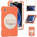 For Samsung Galaxy Tab A9 Rotary Handle Grab TPU + PC Tablet Case(Coral Orange)