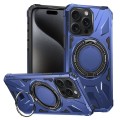 For iPhone 15 Pro MagSafe Magnetic Shockproof Phone Case with Ring Holder(Navy Blue)