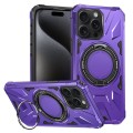 For iPhone 15 Pro MagSafe Magnetic Shockproof Phone Case with Ring Holder(Purple)
