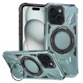 For iPhone 15 Plus MagSafe Magnetic Shockproof Phone Case with Ring Holder(Green)