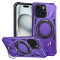 For iPhone 15 Plus MagSafe Magnetic Shockproof Phone Case with Ring Holder(Purple)