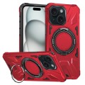 For iPhone 15 MagSafe Magnetic Shockproof Phone Case with Ring Holder(Red)