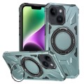 For iPhone 14 Plus MagSafe Magnetic Shockproof Phone Case with Ring Holder(Green)