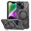 For iPhone 14 Plus MagSafe Magnetic Shockproof Phone Case with Ring Holder(Dark Grey)