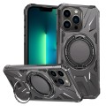 For iPhone 13 Pro Max MagSafe Magnetic Shockproof Phone Case with Ring Holder(Dark Grey)