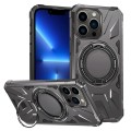For iPhone 13 Pro MagSafe Magnetic Shockproof Phone Case with Ring Holder(Dark Grey)