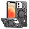 For iPhone 12/12 Pro MagSafe Magnetic Shockproof Phone Case with Ring Holder(Dark Grey)