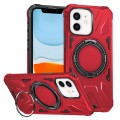 For iPhone 11 MagSafe Magnetic Shockproof Phone Case with Ring Holder(Red)