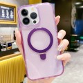 For iPhone 15 Pro Max Glitter MagSafe Magnetic Phone Case with Stand(Purple)