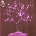 108 LEDs Copper Wire Tree Table Lamp Creative Decoration Touch Control Night Light (Pink Light)
