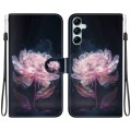 For Samsung Galaxy M34 / F34 5G Crystal Texture Colored Drawing Leather Phone Case(Purple Peony)