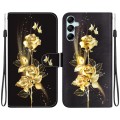 For Samsung Galaxy M34 / F34 5G Crystal Texture Colored Drawing Leather Phone Case(Gold Butterfly Ro
