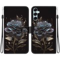 For Samsung Galaxy M34 / F34 5G Crystal Texture Colored Drawing Leather Phone Case(Black Rose)