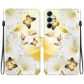 For Samsung Galaxy M34 / F34 5G Crystal Texture Colored Drawing Leather Phone Case(Gold Butterfly Ep