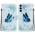 For Samsung Galaxy M34 / F34 5G Crystal Texture Colored Drawing Leather Phone Case(Blue Pansies)