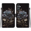 For Samsung Galaxy A25 5G Crystal Texture Colored Drawing Leather Phone Case(Black Rose)