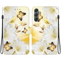 For Samsung Galaxy A25 5G Crystal Texture Colored Drawing Leather Phone Case(Gold Butterfly Epiphyll
