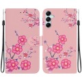 For Samsung Galaxy M14 Crystal Texture Colored Drawing Leather Phone Case(Cherry Blossoms)