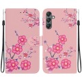 For Samsung Galaxy A24 4G Crystal Texture Colored Drawing Leather Phone Case(Cherry Blossoms)