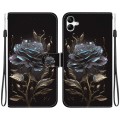 For Samsung Galaxy A04e / F04 / M04 Crystal Texture Colored Drawing Leather Phone Case(Black Rose)