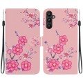 For Samsung Galaxy A34 5G Crystal Texture Colored Drawing Leather Phone Case(Cherry Blossoms)