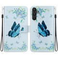 For Samsung Galaxy A34 5G Crystal Texture Colored Drawing Leather Phone Case(Blue Pansies)