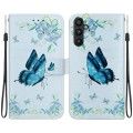 For Samsung Galaxy A54 5G Crystal Texture Colored Drawing Leather Phone Case(Blue Pansies)