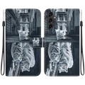 For Samsung Galaxy A14 5G Crystal Texture Colored Drawing Leather Phone Case(Cat Tiger Reflection)