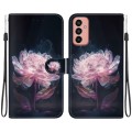 For Samsung Galaxy M13 4G Crystal Texture Colored Drawing Leather Phone Case(Purple Peony)