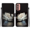 For Samsung Galaxy M13 4G Crystal Texture Colored Drawing Leather Phone Case(Crystal Peony)