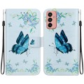 For Samsung Galaxy M13 4G Crystal Texture Colored Drawing Leather Phone Case(Blue Pansies)
