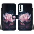 For Samsung Galaxy M23 / F23 Crystal Texture Colored Drawing Leather Phone Case(Purple Peony)