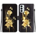 For Samsung Galaxy M23 / F23 Crystal Texture Colored Drawing Leather Phone Case(Gold Butterfly Rose)