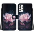 For Samsung Galaxy A23 Crystal Texture Colored Drawing Leather Phone Case(Purple Peony)