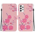 For Samsung Galaxy A23 Crystal Texture Colored Drawing Leather Phone Case(Cherry Blossoms)