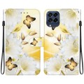 For Samsung Galaxy M33 5G Crystal Texture Colored Drawing Leather Phone Case(Gold Butterfly Epiphyll