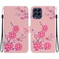 For Samsung Galaxy M33 5G Crystal Texture Colored Drawing Leather Phone Case(Cherry Blossoms)