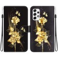 For Samsung Galaxy A53 5G Crystal Texture Colored Drawing Leather Phone Case(Gold Butterfly Rose)