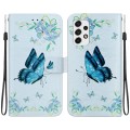 For Samsung Galaxy A53 5G Crystal Texture Colored Drawing Leather Phone Case(Blue Pansies)