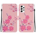 For Samsung Galaxy A73 5G Crystal Texture Colored Drawing Leather Phone Case(Cherry Blossoms)