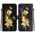 For Samsung Galaxy A03 Core Crystal Texture Colored Drawing Leather Phone Case(Gold Butterfly Rose)