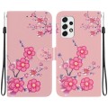 For Samsung Galaxy A33 5G Crystal Texture Colored Drawing Leather Phone Case(Cherry Blossoms)