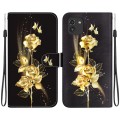 For Samsung Galaxy A03 166mm Crystal Texture Colored Drawing Leather Phone Case(Gold Butterfly Rose)