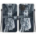 For Samsung Galaxy A03 166mm Crystal Texture Colored Drawing Leather Phone Case(Cat Tiger Reflection