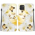 For Samsung Galaxy A03 166mm Crystal Texture Colored Drawing Leather Phone Case(Gold Butterfly Epiph