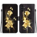 For Samsung Galaxy A13 4G Crystal Texture Colored Drawing Leather Phone Case(Gold Butterfly Rose)