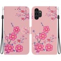 For Samsung Galaxy A13 4G Crystal Texture Colored Drawing Leather Phone Case(Cherry Blossoms)