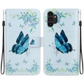 For Samsung Galaxy A13 4G Crystal Texture Colored Drawing Leather Phone Case(Blue Pansies)