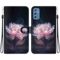 For Samsung Galaxy M52 5G Crystal Texture Colored Drawing Leather Phone Case(Purple Peony)