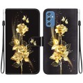 For Samsung Galaxy M52 5G Crystal Texture Colored Drawing Leather Phone Case(Gold Butterfly Rose)